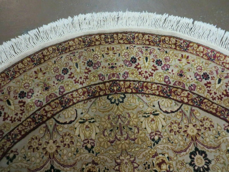 6' Handmade Fine Indian Wool Rug Carpet Round Silk Accent Beauty by Jewel Rugs