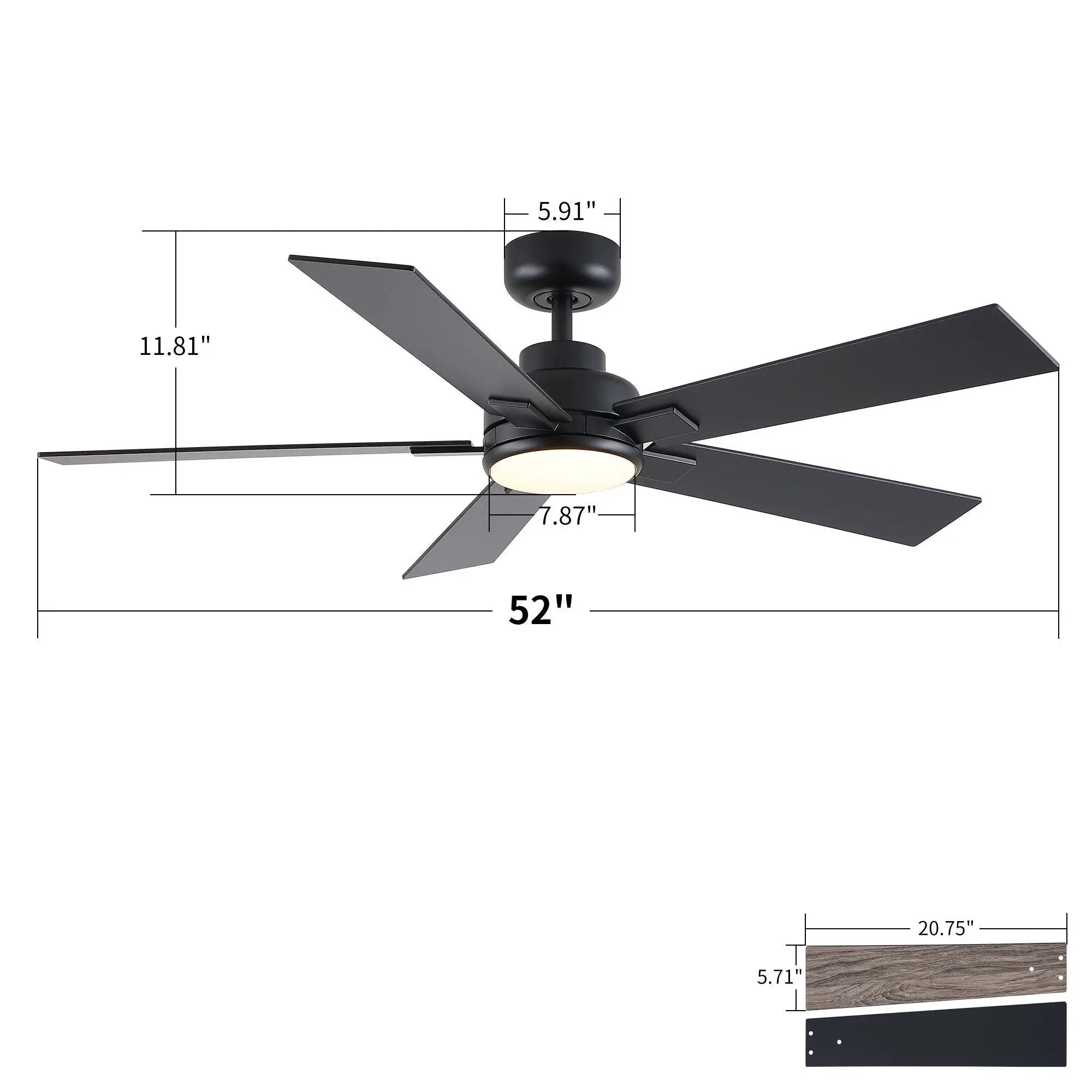 Reversible Motor Integrated LED Dimmable Ceiling Fan With Light by Unique Piece Furniture