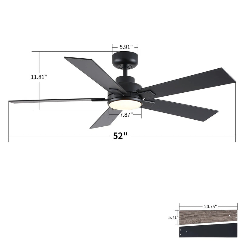 Reversible Motor Integrated LED Dimmable Ceiling Fan With Light by Unique Piece Furniture