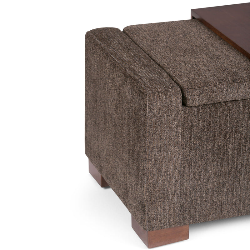 Bretton - Lift Top Storage Ottoman - Deep Umber Brown by HouseOfZazla
