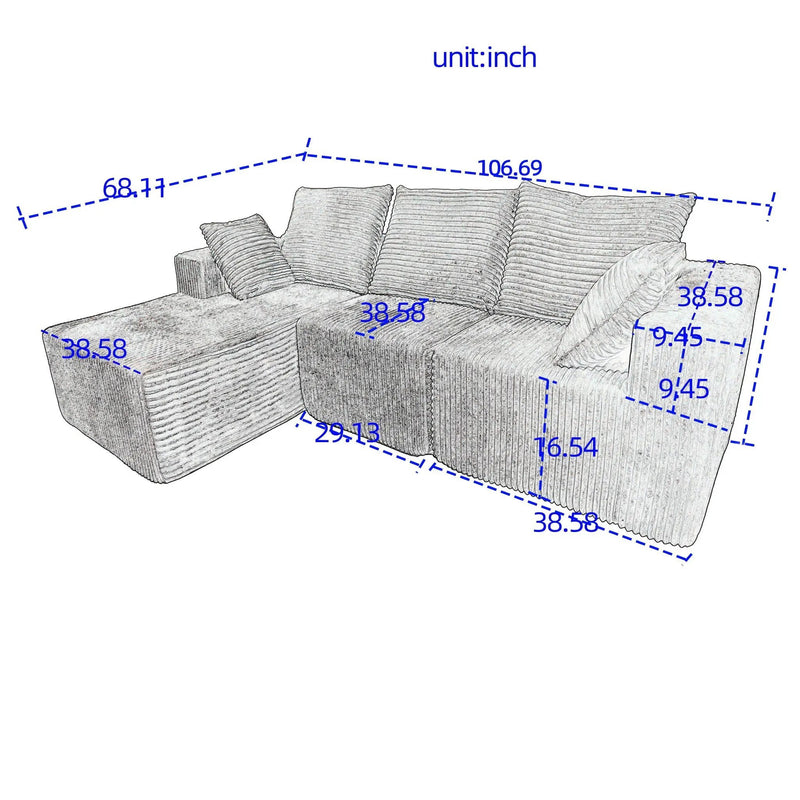 Modular Corner Sofa With Soft Fabric by HouseOfZazla