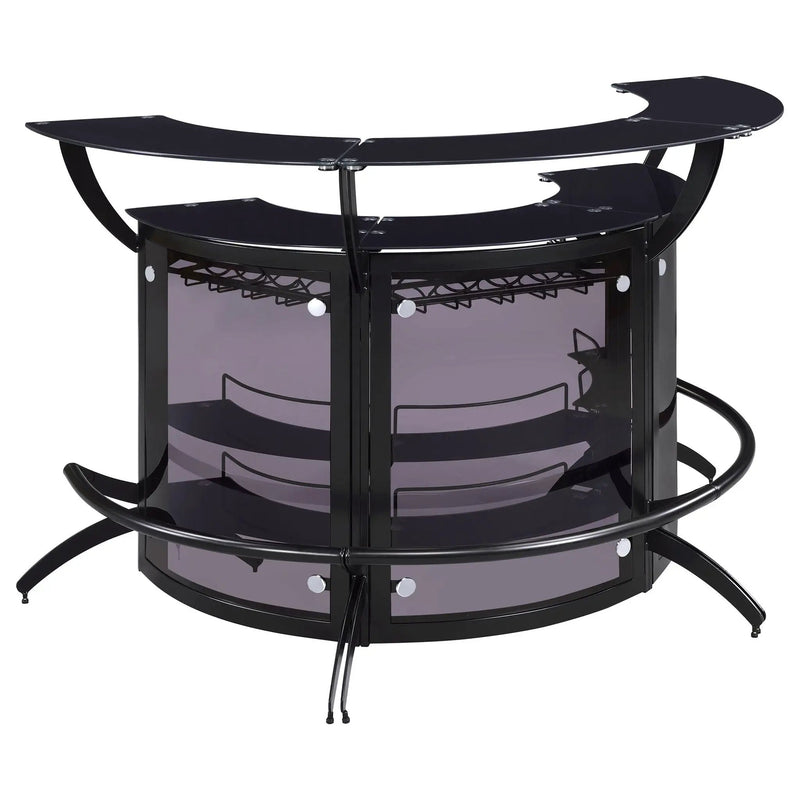 Dallas 3-piece Curved Freestanding Home Bar Cabinet Black by Unique Piece Furniture