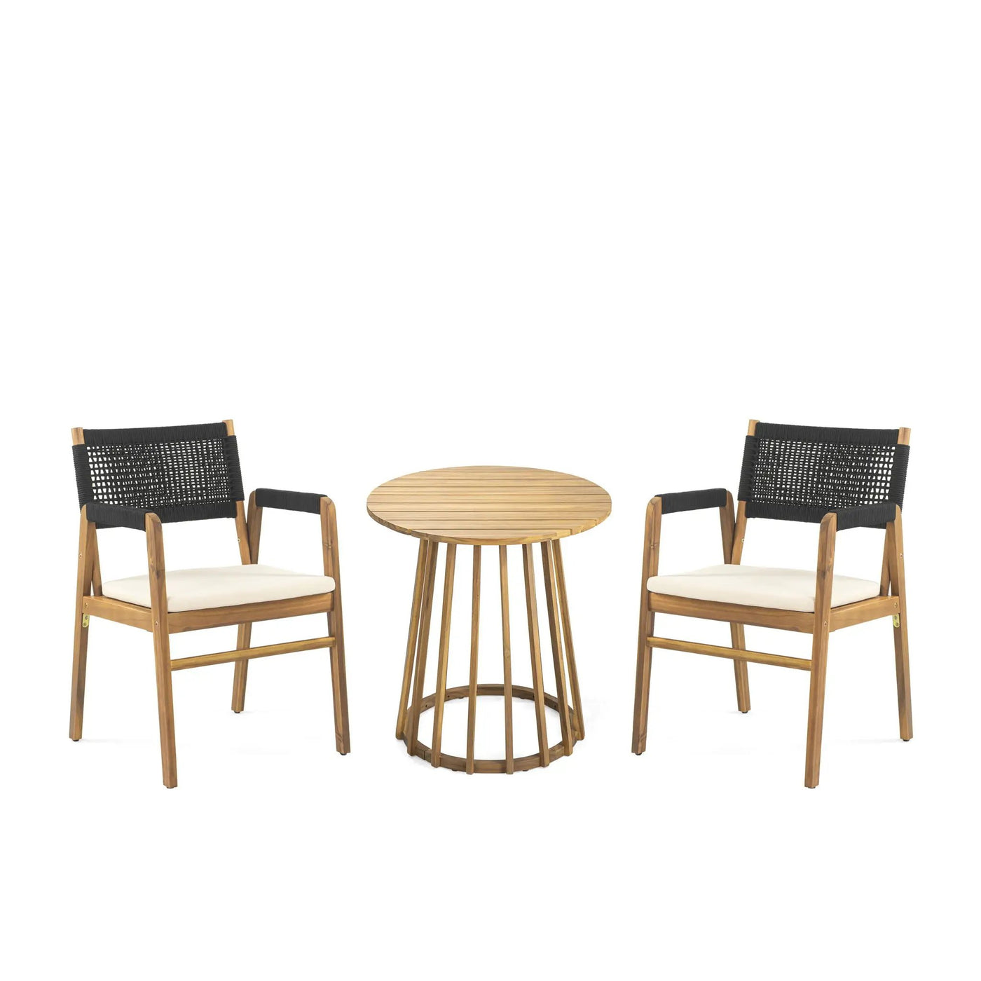 Outdoor 3 Pieces Acacia Wood Dining Set With Cushions by HouseOfZazla