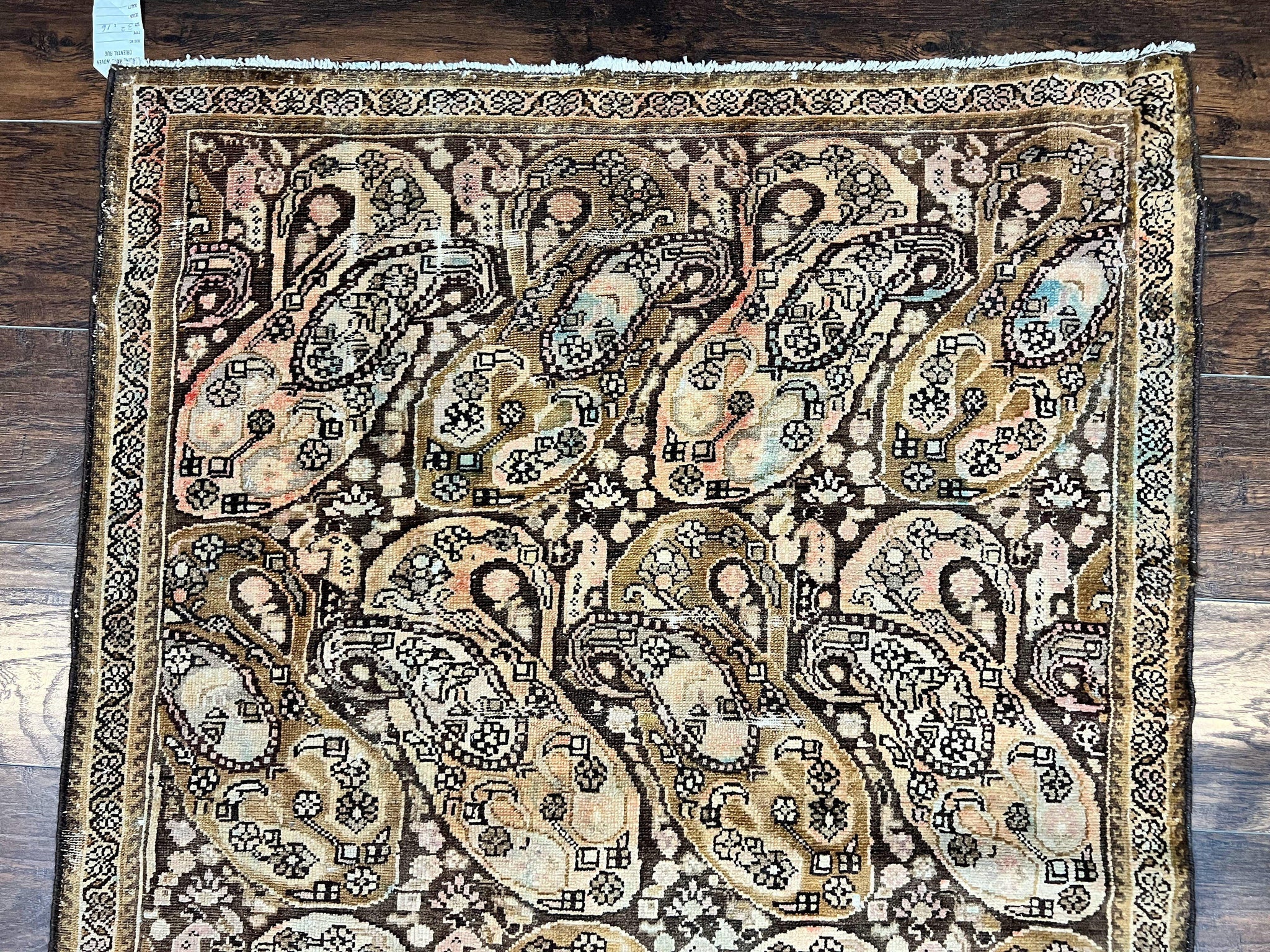 Antique Persian Malayer Runner Rug 3x16, Repeated Boteh Paisley Design, Rare Rug, 1920s Antique Oriental Carpet, Wool Handmade Hand Knotted 3 x 16 ft Rug by Jewel Rugs