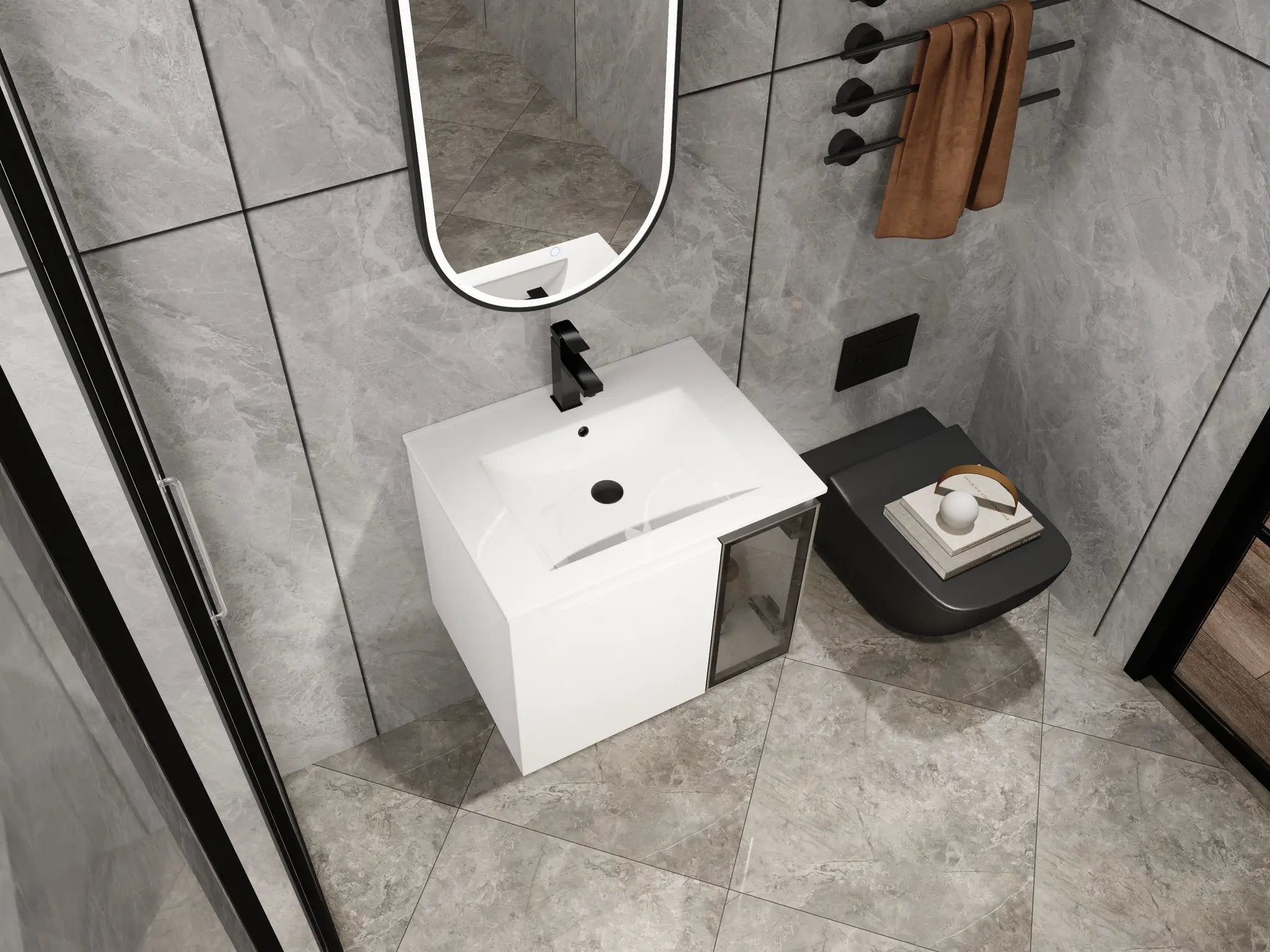 24" Wall-Mounted Bathroom Vanity With Ceramic Sink by HouseOfZazla