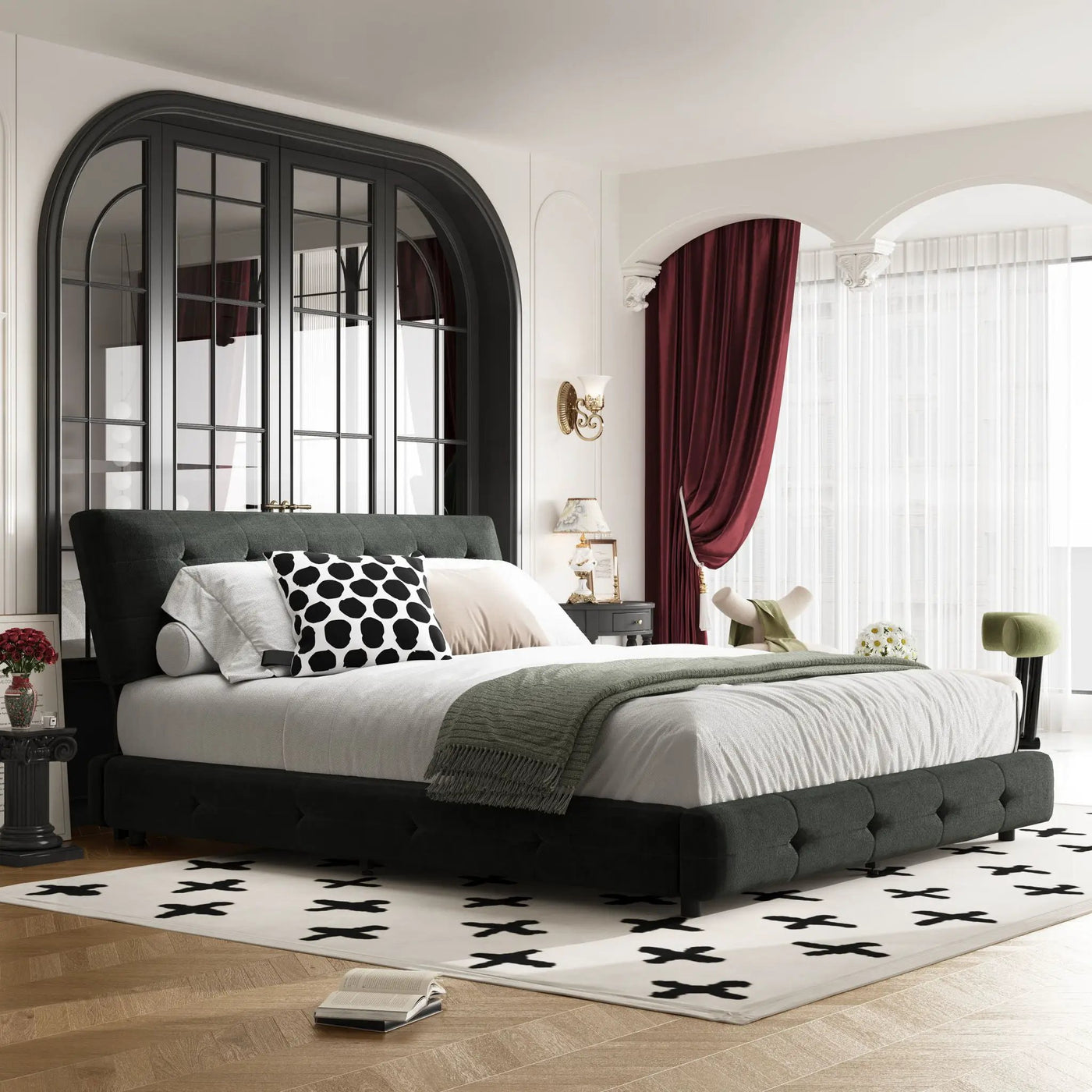 Tufted Headboard With Extra-Large Ultra-Soft Cloud Pillow Design by HouseOfZazla