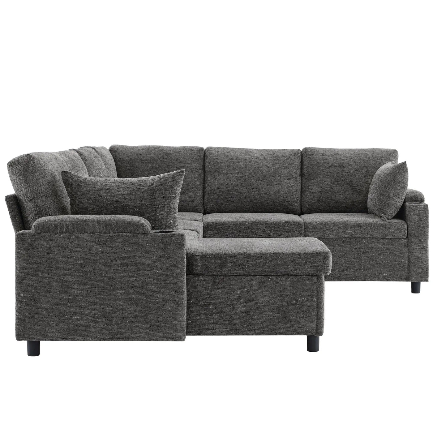U-Shaped Sectional Sleeper Sofa With Ample Storage Space, 2 Cup Holders And Charging Ports For Living Room by HouseOfZazla