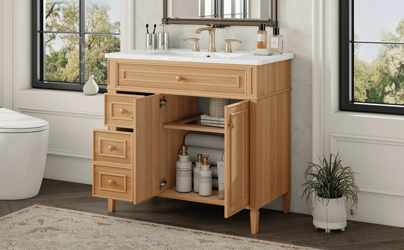 36" Bathroom Vanity with Sink, Solid Wood & MDF Cabinet by HouseOfZazla