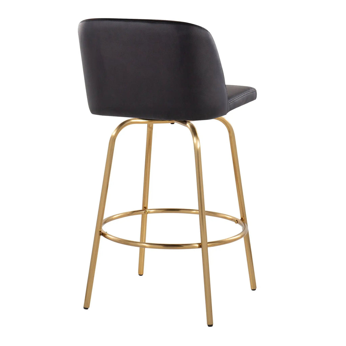 Toriano - Contemporary, Fixed Height Counter Stool With Swivel With Round Footrest (Set of 2) by HouseOfZazla