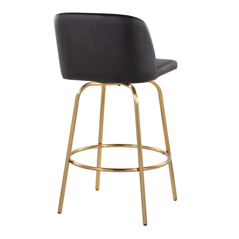 Toriano - Contemporary, Fixed Height Counter Stool With Swivel With Round Footrest (Set of 2) by HouseOfZazla