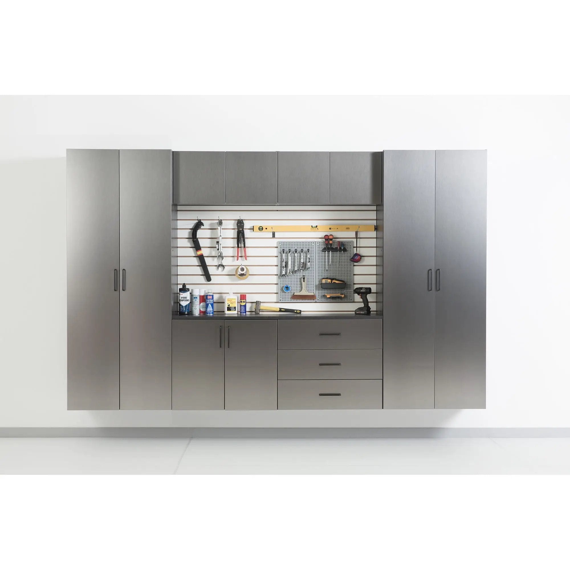 Astro Series - Wall Mounted Storage Cabinet With Soft Closing Drawers - Metallic Gray by HouseOfZazla