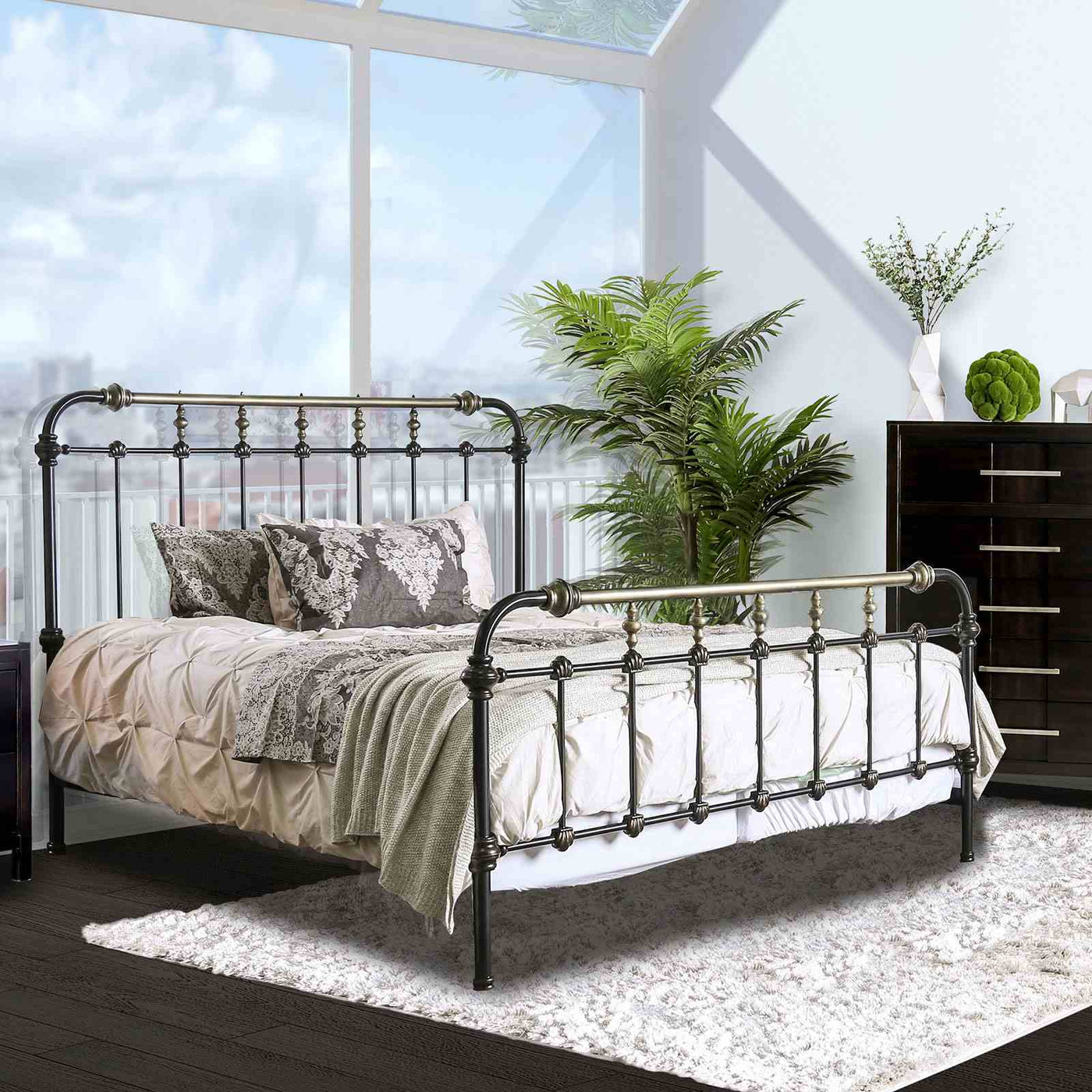Transitional Style Bed With Accents by HouseOfZazla