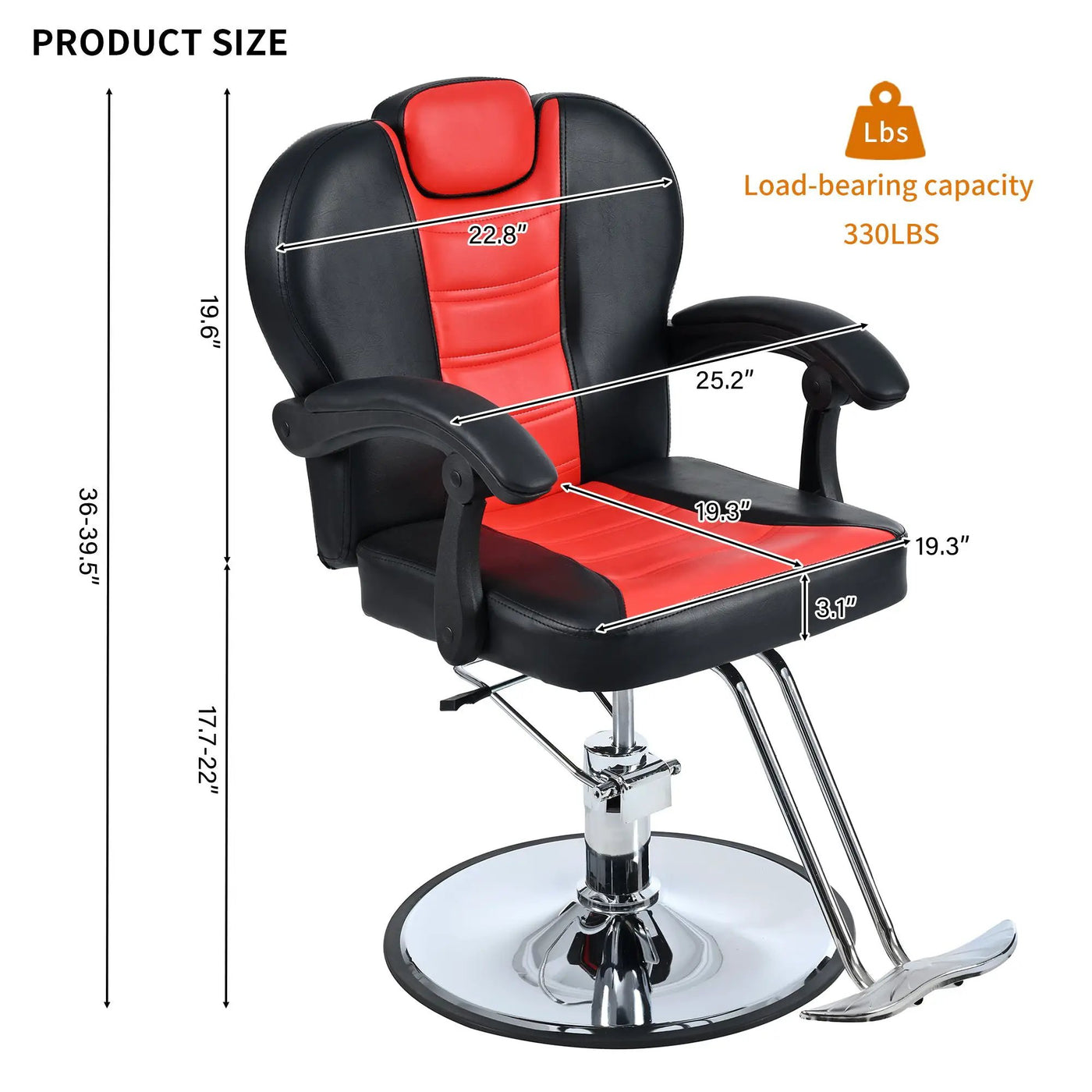 Classic Reclining Barber Chair Salon Chair For Hair Stylist With Heavy Duty Hydraulic Pump, 360° Rotation, Tattoo Chair Shampoo Beauty Salon Equipment, Max Load Weight 330 Lbs by HouseOfZazla