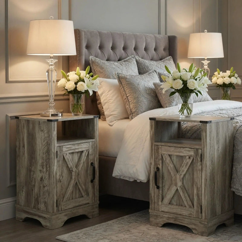 Farmhouse Nightstand, Charging Station & Storage by HouseOfZazla