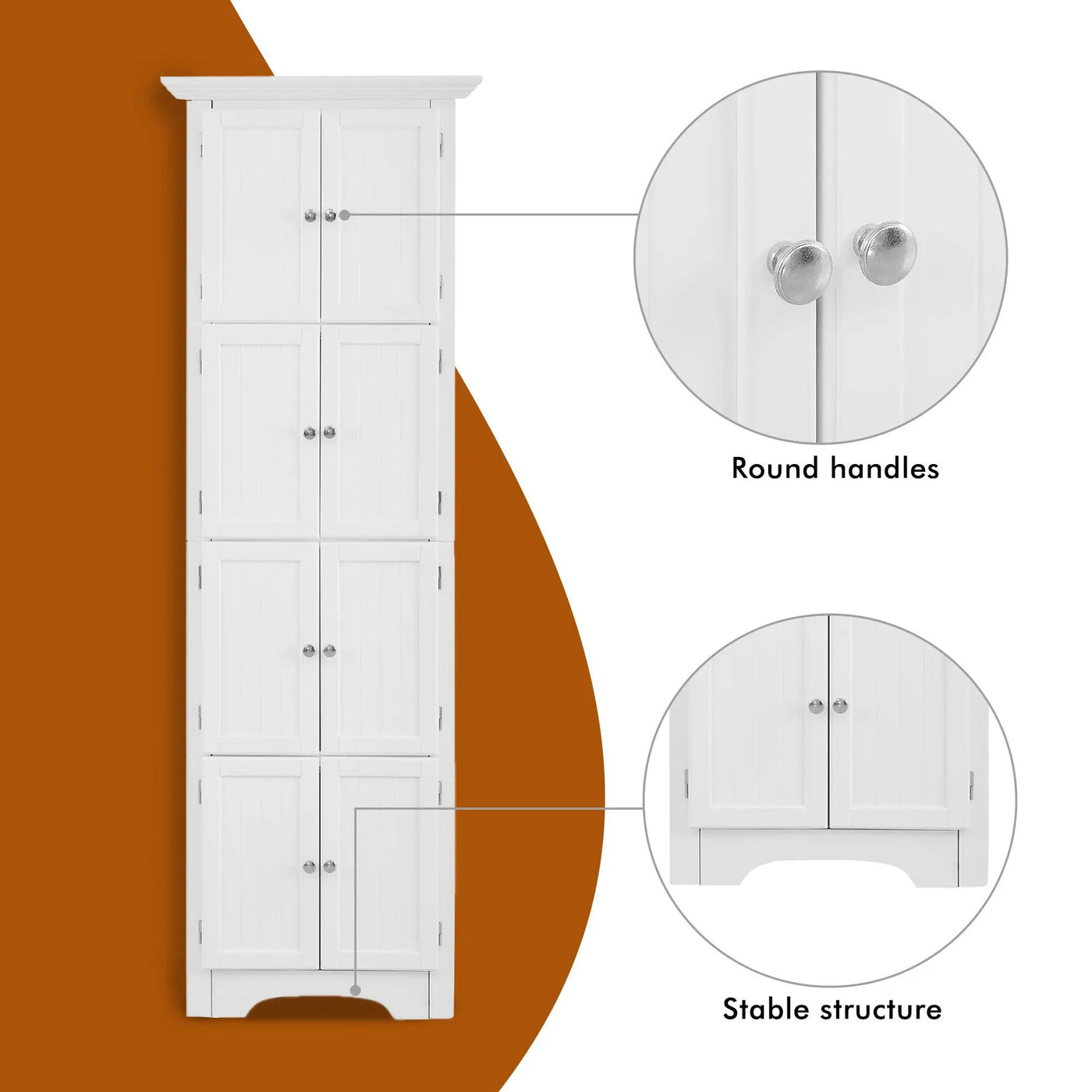 Tall Storage Cabinet With Doors And 4 Shelves For Living Room, Kitchen, Office, Bedroom, Bathroom, Modern by HouseOfZazla