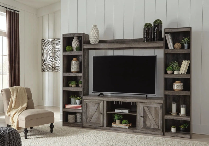 Wynnlow - 4-Piece Entertainment Center With LG TV Stand W/Fireplace Option - Gray by Unique Piece Furniture