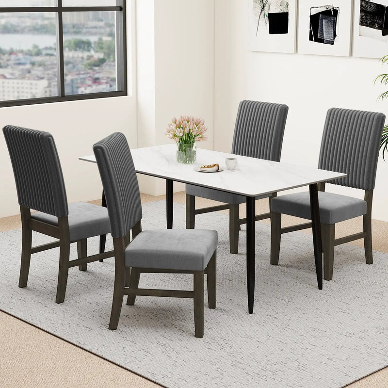 Dining Chair Set of 2 Mid-Century Modern Velvet Fabric Upholstered Chairs-Grey by DirectDeals
