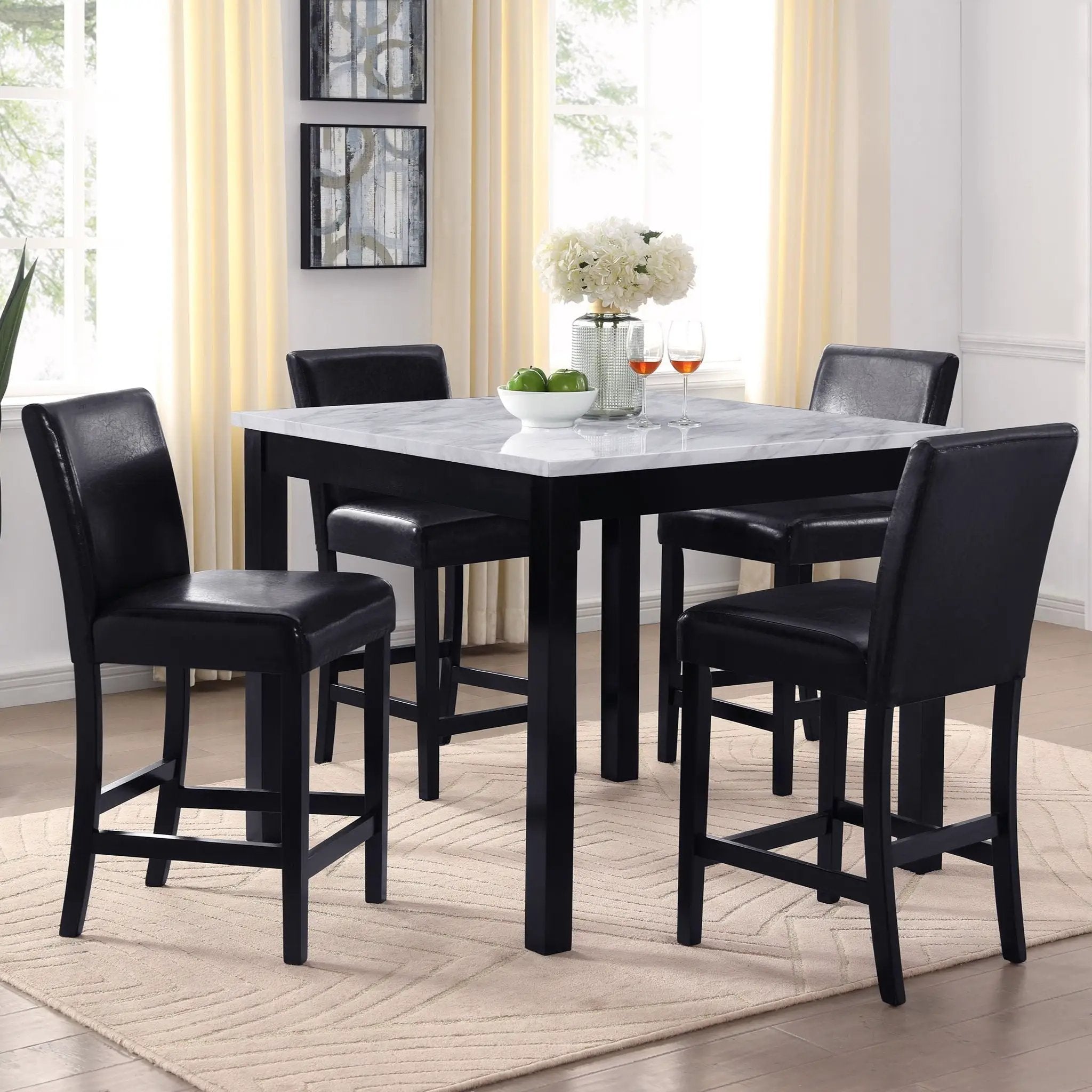 Modern 5 Piece Counter Height Dining Set With Tufted Nail Head Chairs by HouseOfZazla