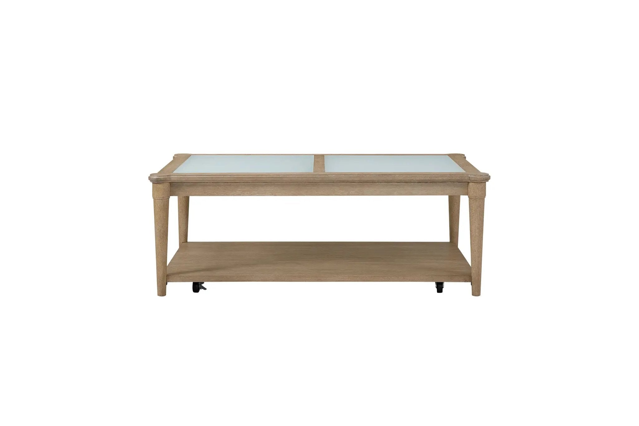 Frosted Glass Top Cocktail Table With Casters - Sand by Unique Piece Furniture