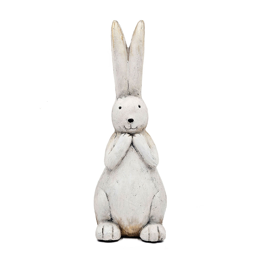 Textured Bunny Figurine with Iron Construction - White, photo 2 of 10