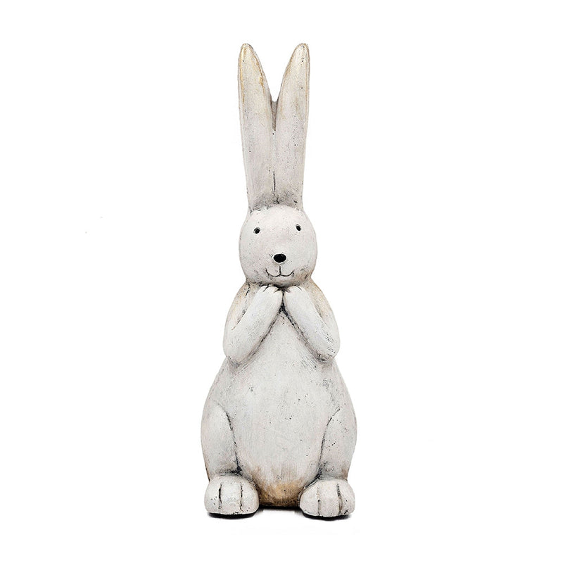 Textured Bunny Figurine with Iron Construction - White, photo 2 of 10