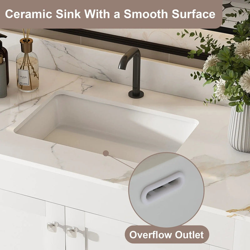 43" Bathroom Vanity, Multi Functional Cabinet, Doors And Drawer - White by Unique Piece Furniture