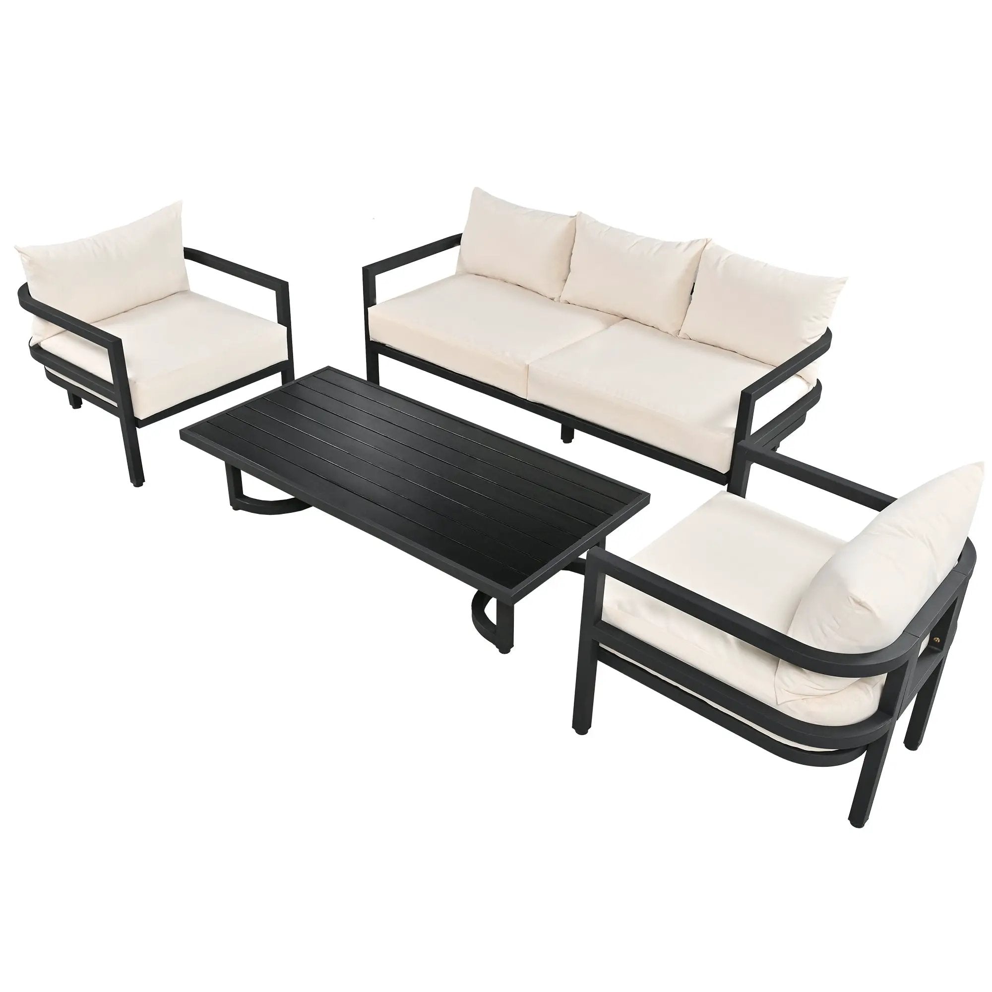 U_Style Multi-Person Outdoor Steel Sofa Set with Coffee Table by HouseOfZazla
