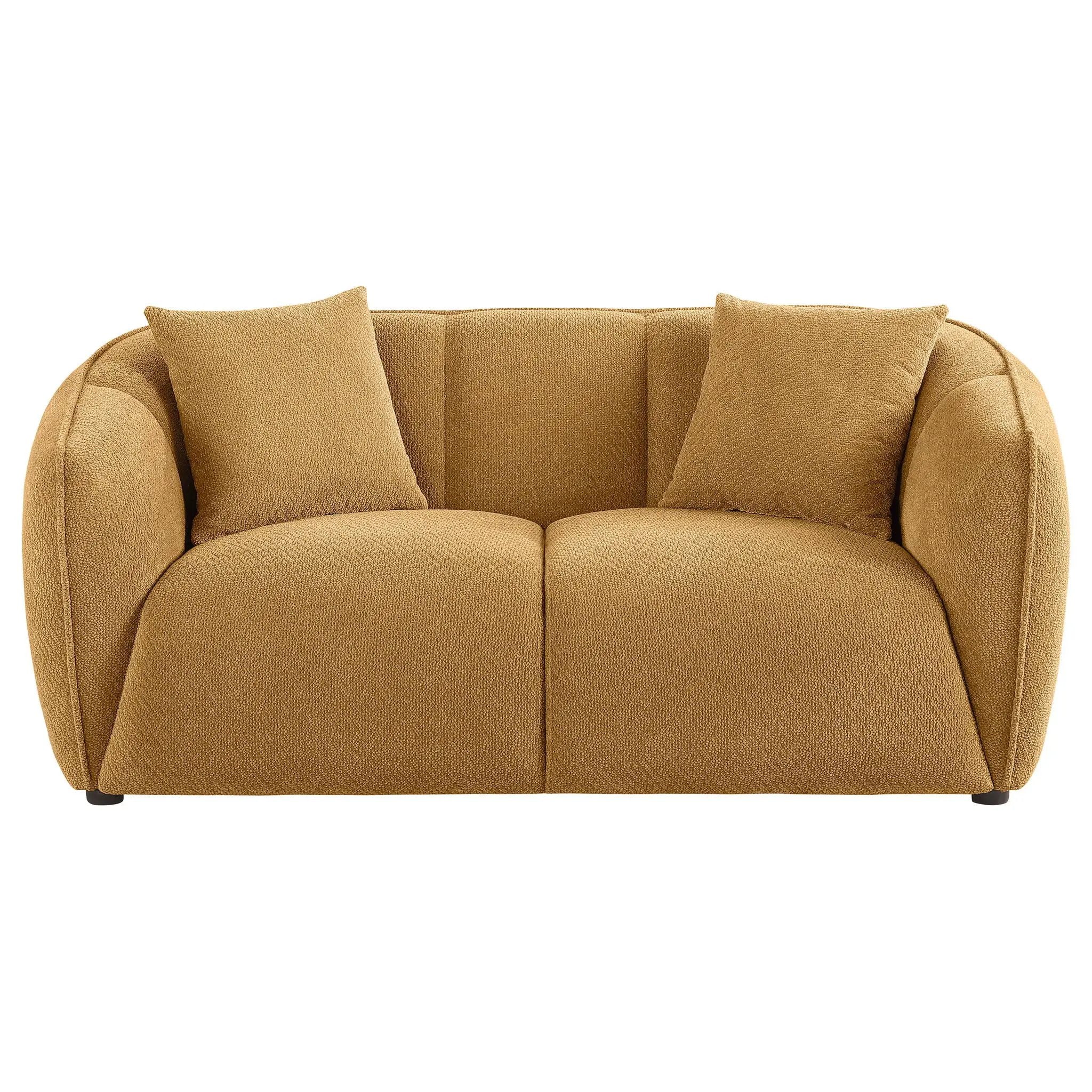 Aleisha Chenille Upholstered Loveseat Mustard Yellow by Unique Piece Furniture