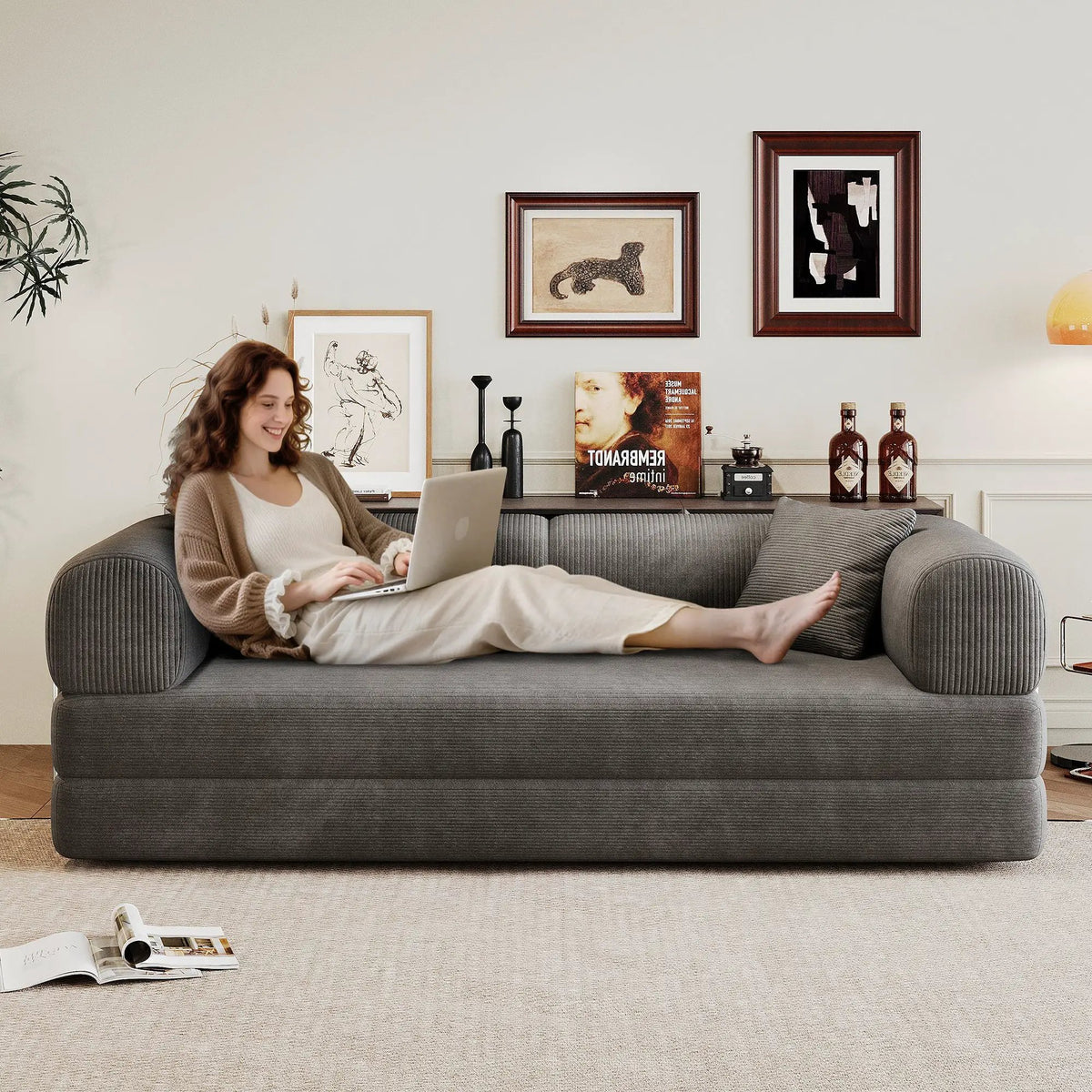 78.8" Compression Sofa Bed with Pillow Back Support by HouseOfZazla