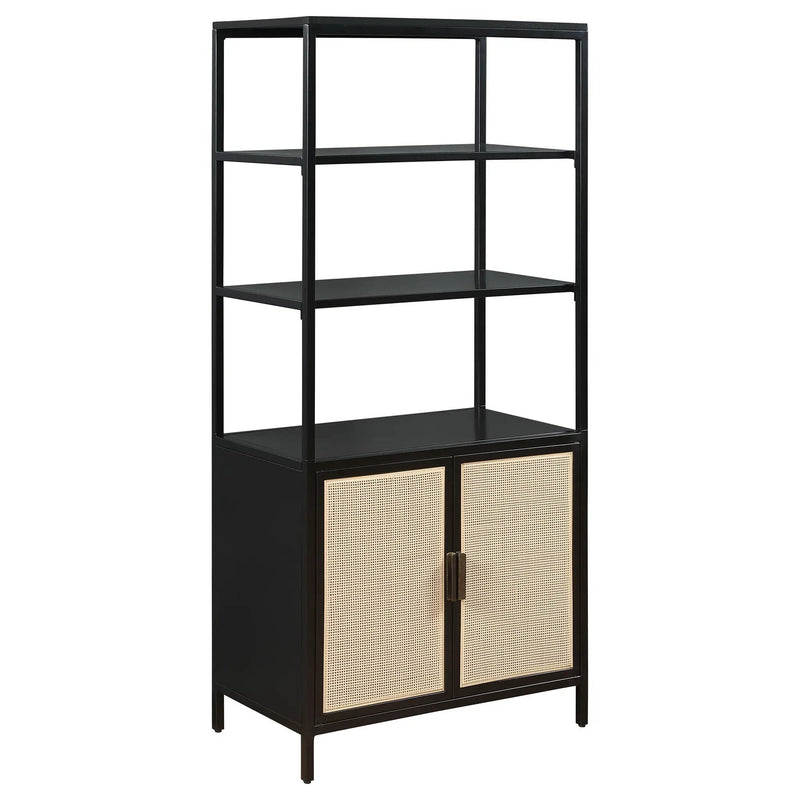 Amherst 3-shelf Radio Weave Cane Metal Accent Cabinet Black by Unique Piece Furniture