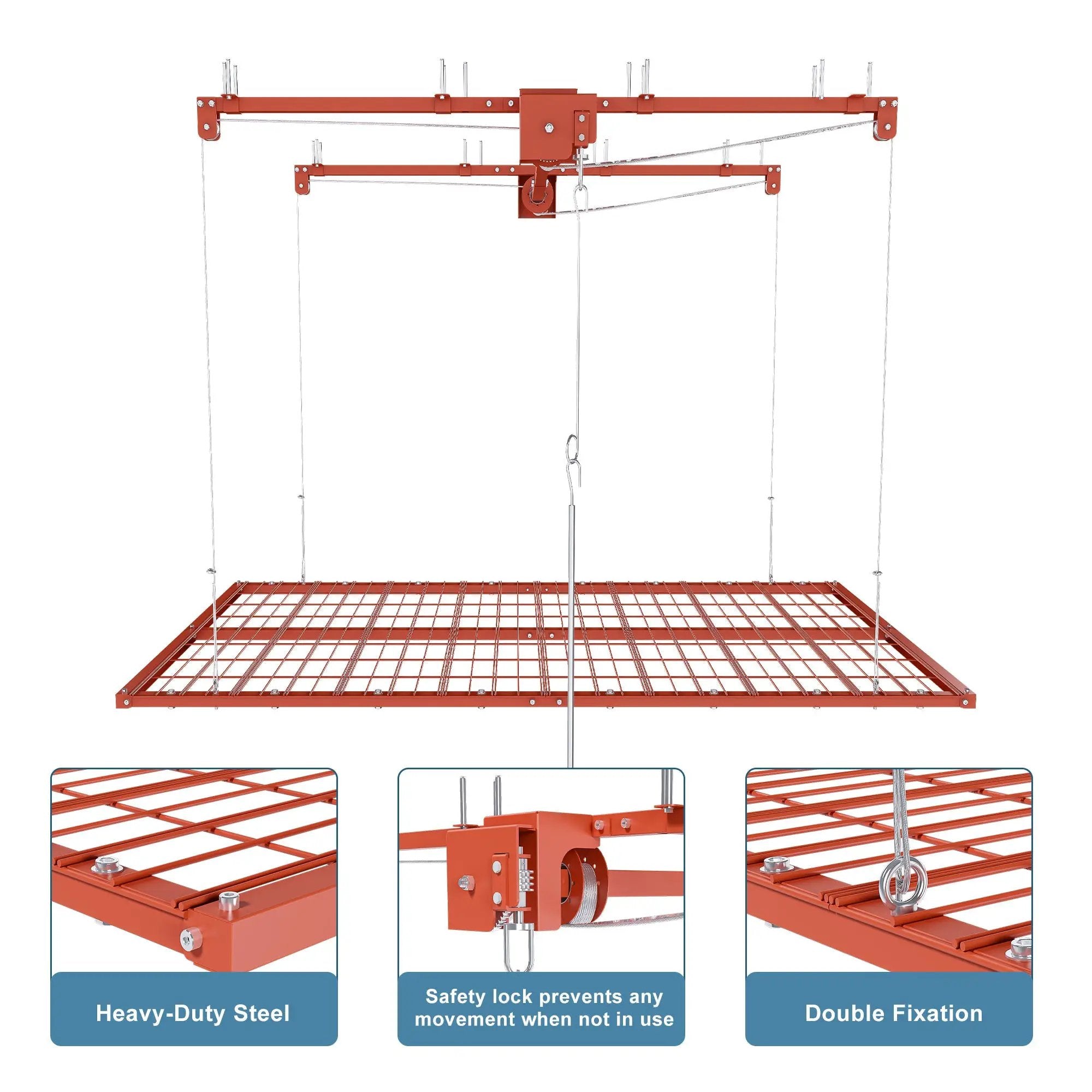 Orange Overhead Garage Storage Rack 4x8 FT by HouseOfZazla