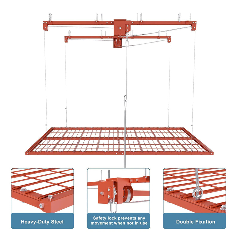 Orange Overhead Garage Storage Rack 4x8 FT by HouseOfZazla