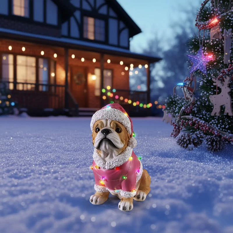Christmas Pug Statue, Holiday Dog Figurine by HouseOfZazla