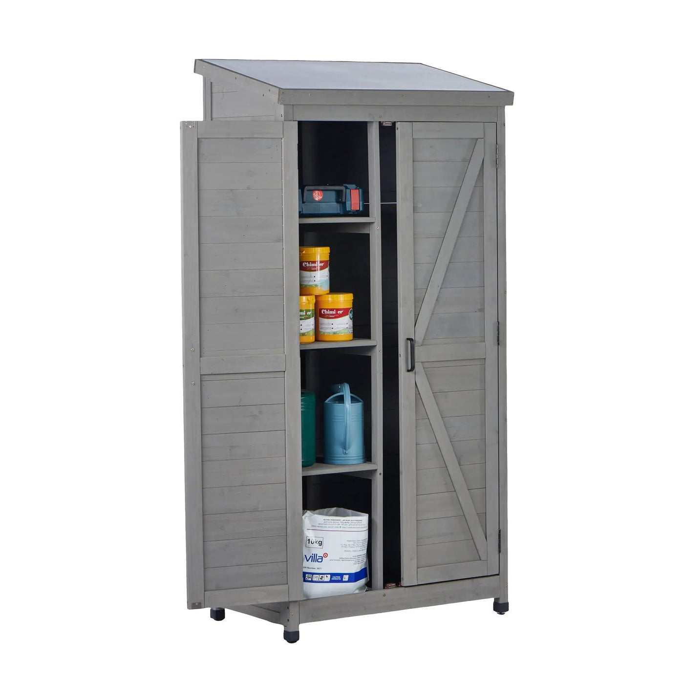 Outdoor Storage Shed With Vertical Tool Cabinet For Backyard by HouseOfZazla