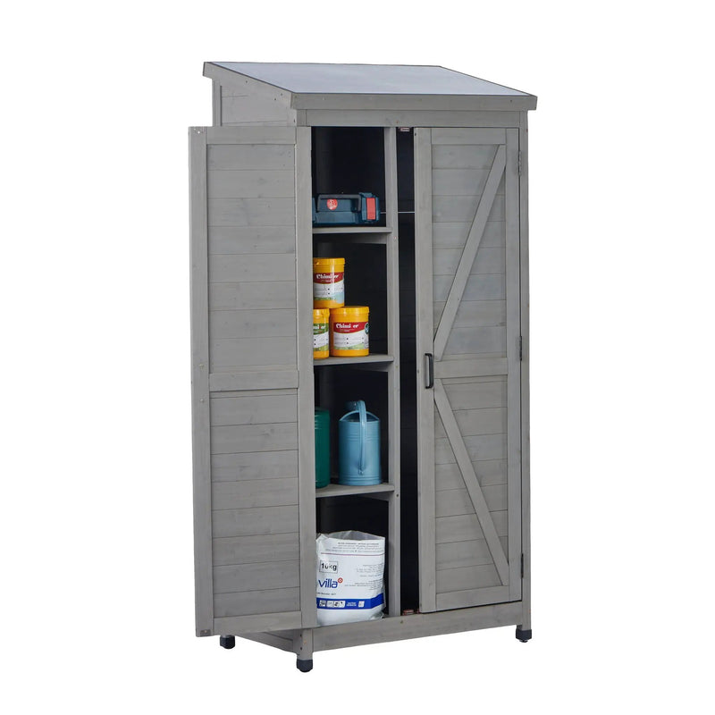 Outdoor Storage Shed With Vertical Tool Cabinet For Backyard by HouseOfZazla