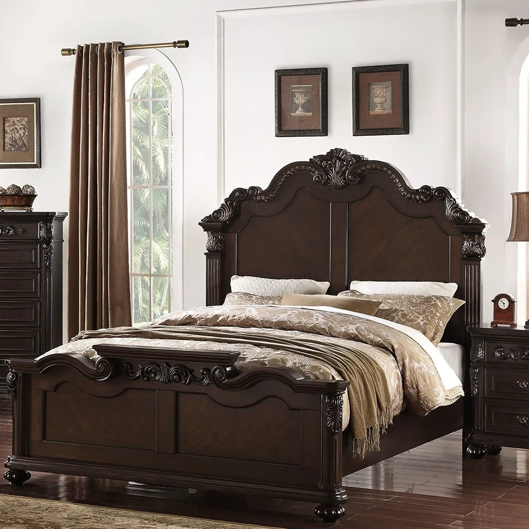 3 Piece Bedroom Set, Majestic Formal Bed With 2 Nightstands by HouseOfZazla