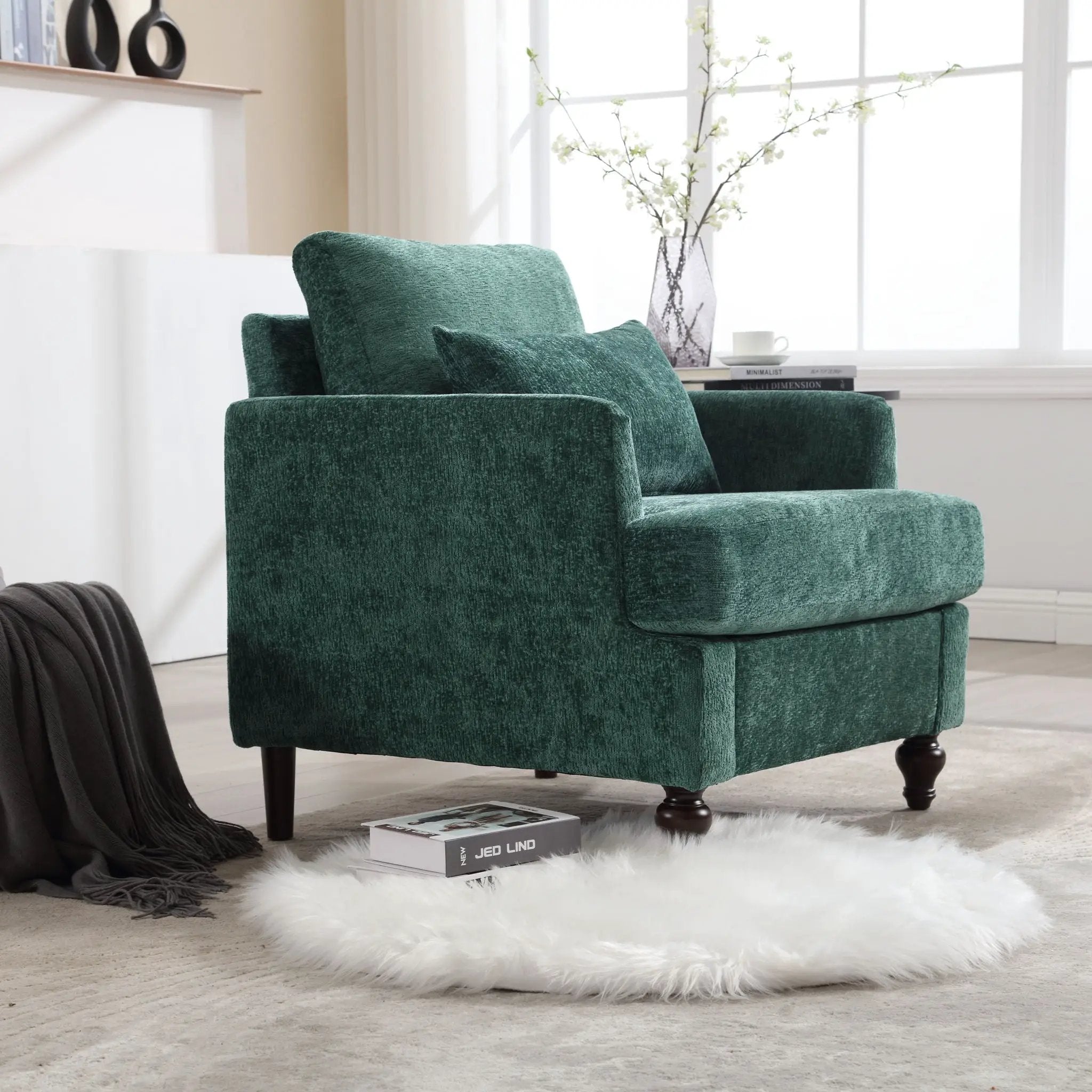 Modern Mid Century Wood Frame Armchair With Tufted Design by Unique Piece Furniture