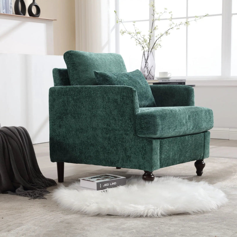 Modern Mid Century Wood Frame Armchair With Tufted Design by Unique Piece Furniture