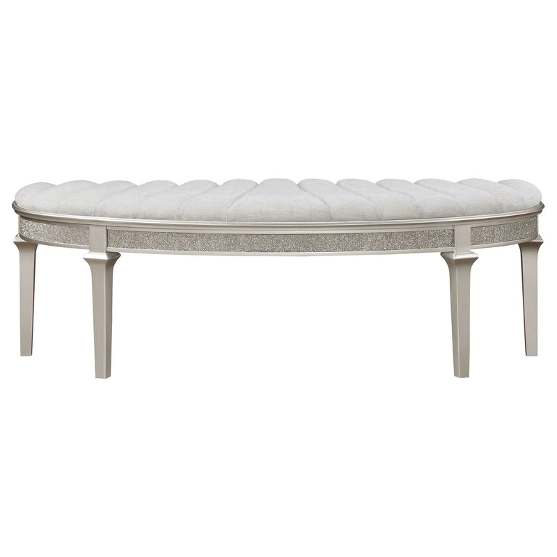 Evangeline Curved Fabric Upholstered Bench Silver Oak by Unique Piece Furniture