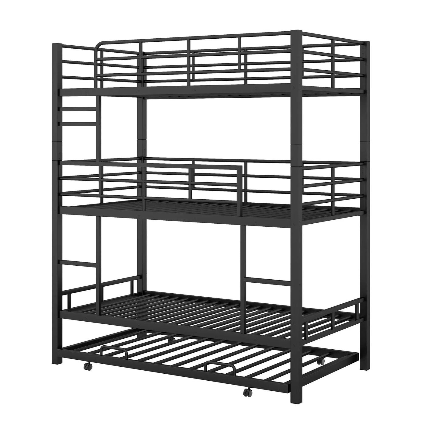 Triple Bunk Bed With Trundle, Heavy Duty Steel Construction by HouseOfZazla
