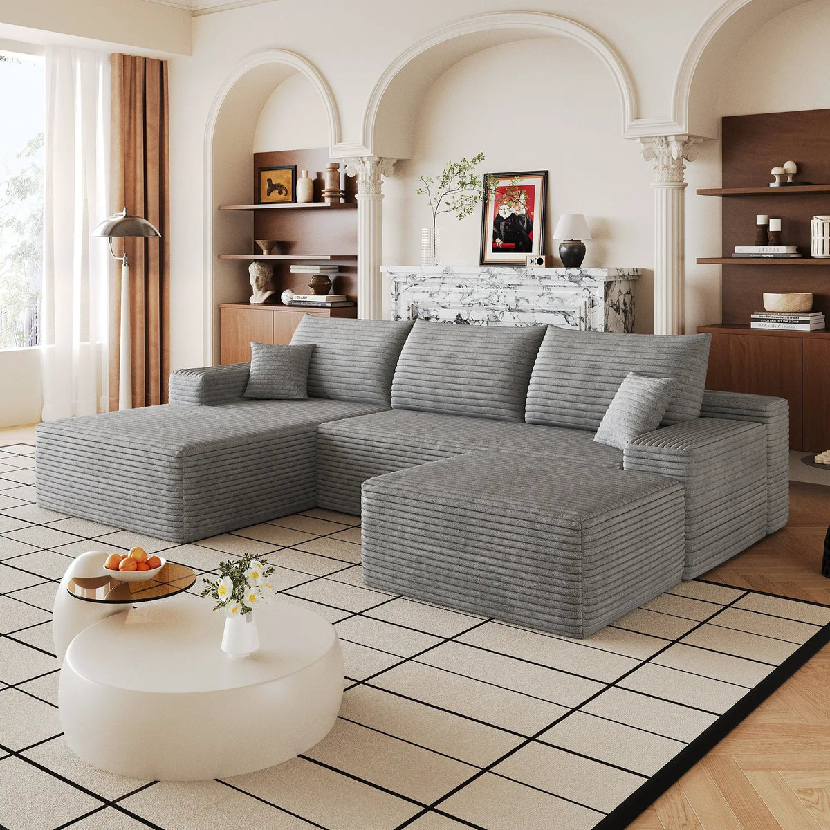 107" Cloud Sectional Sofa with 1 Ottoman by HouseOfZazla