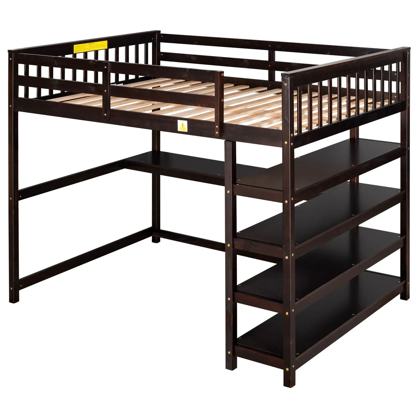 Loft Bed With Storage Shelves And Under Bed Desk by HouseOfZazla