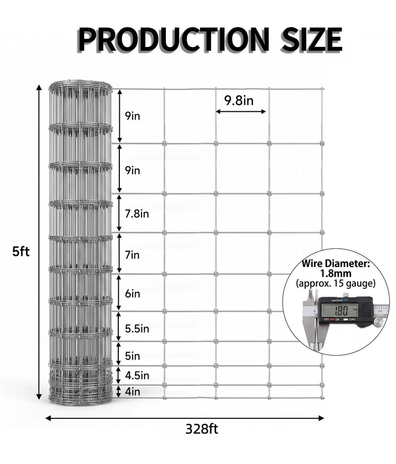 Farm Livestock Fence, 4.9FT x 328FT Galvanised Iron Wire by HouseOfZazla