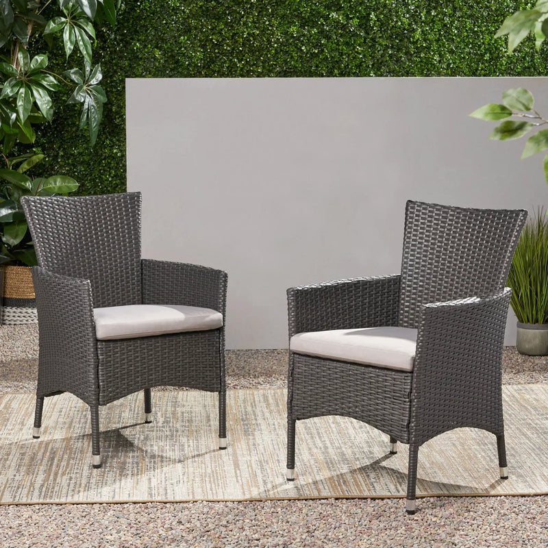 Dimensional Outdoor Dining Chair With Cushion Seat And Iron Frame (Set of 2) by HouseOfZazla