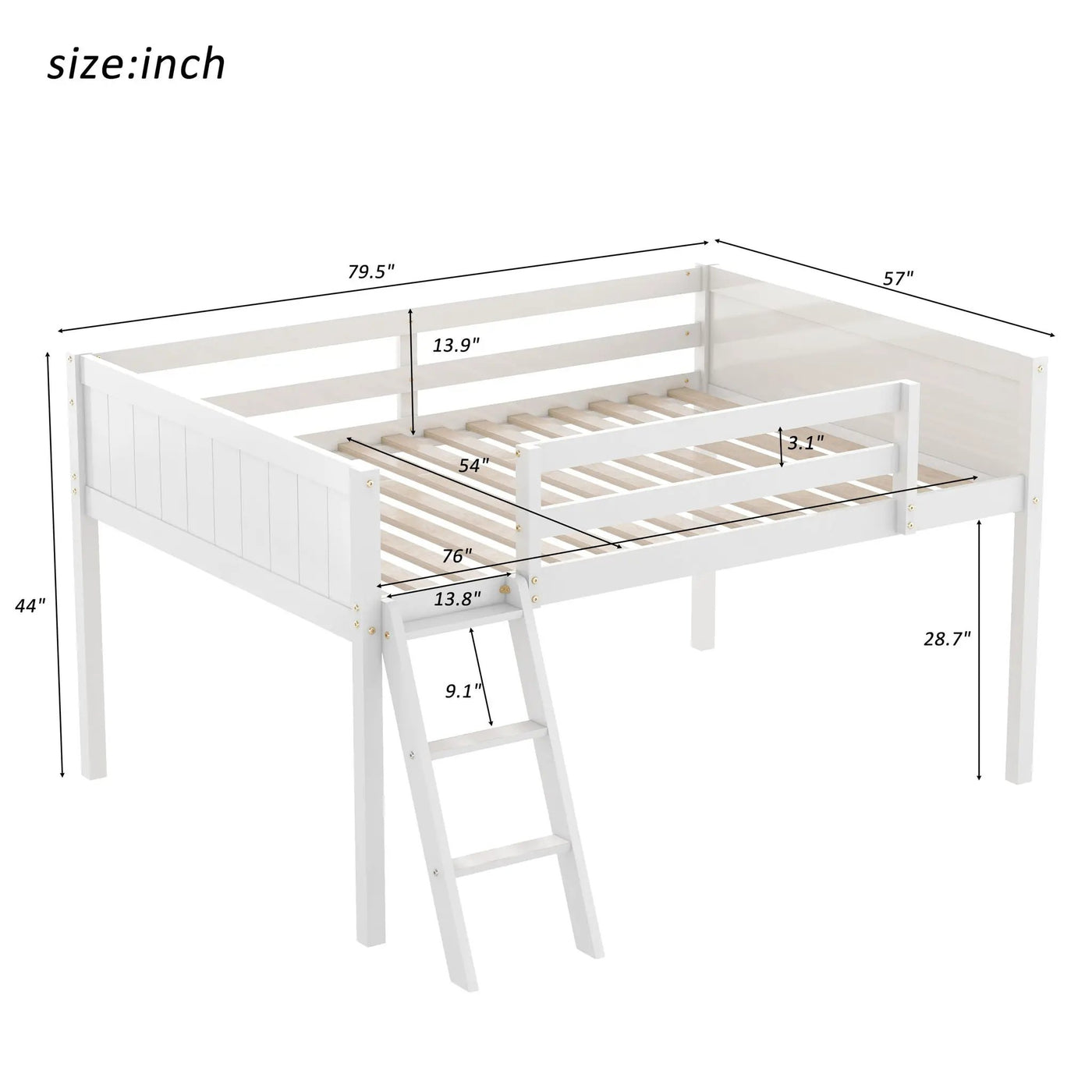 Low Loft Bed With Adjustable Ladder by HouseOfZazla