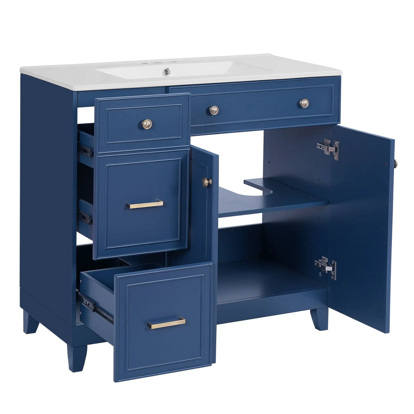 Bathroom Vanity With Sink, Soft Close Doors, Adjustable Shelves by HouseOfZazla