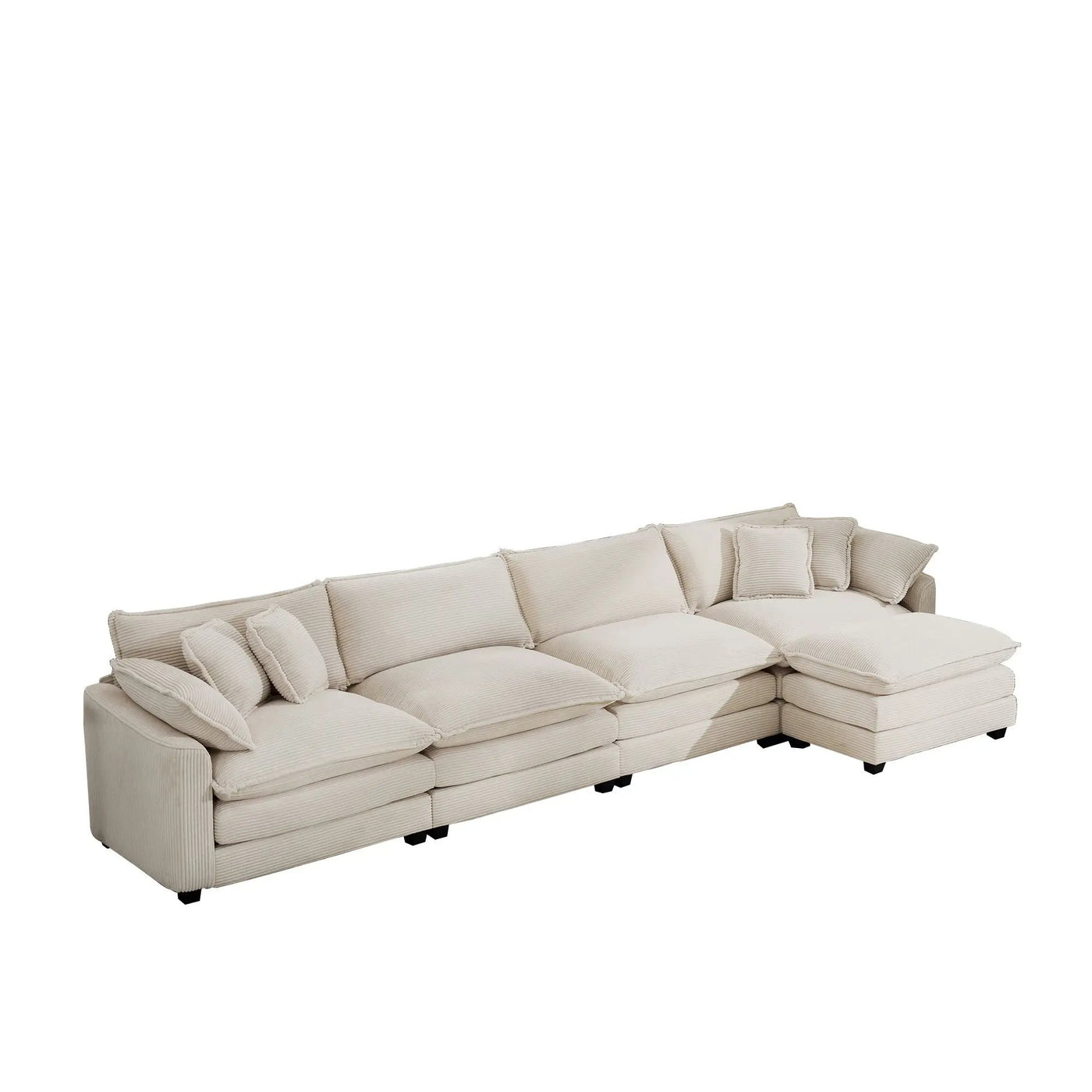 Modern Oversized Modular Cushion Sofa With Ottoman, Low Back, Deep Seating Sofa Set by HouseOfZazla