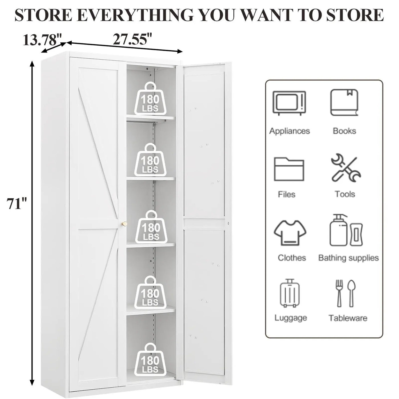 Adjustable 2 Door Storage Cabinet With Adjustable Shelves by HouseOfZazla