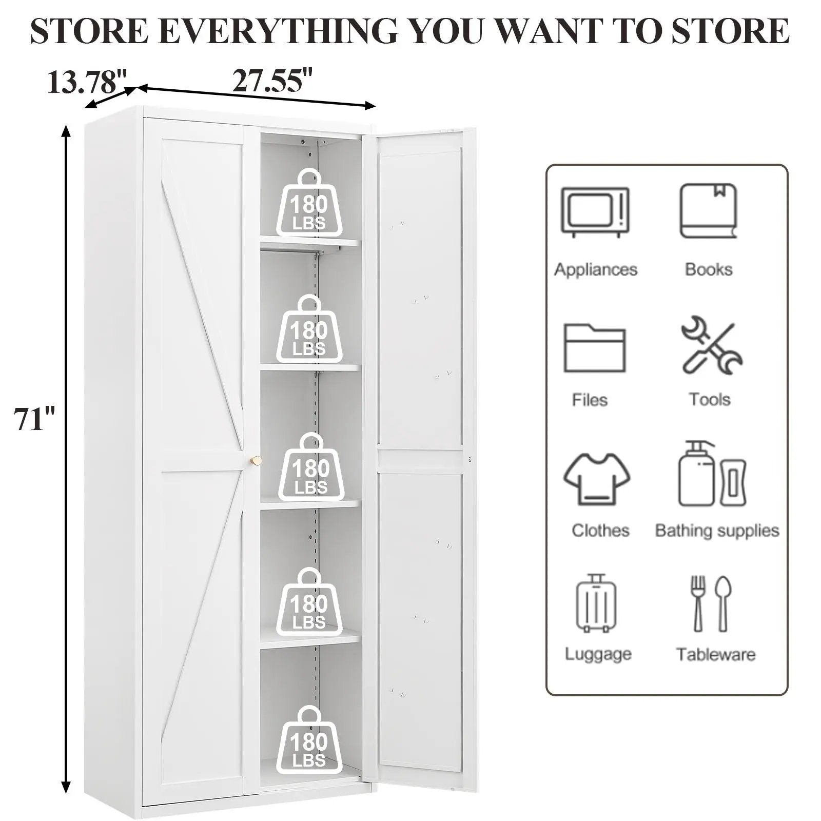Adjustable 2 Door Storage Cabinet With Adjustable Shelves by HouseOfZazla