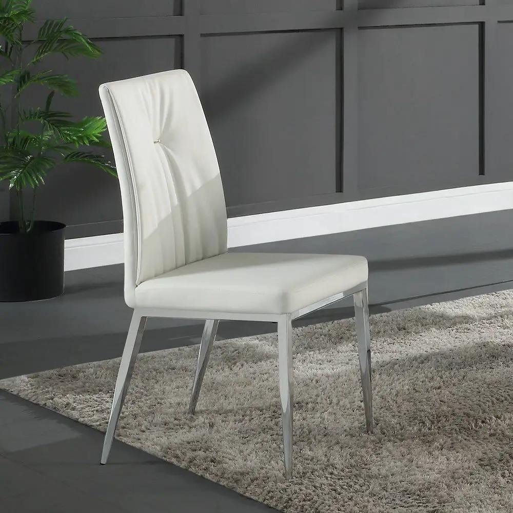 Kamaile - Side Chair (Set of 2) - Beige Synthetic Leather & Chrome by Unique Piece Furniture